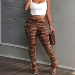Women's Brown Textured Pants M
